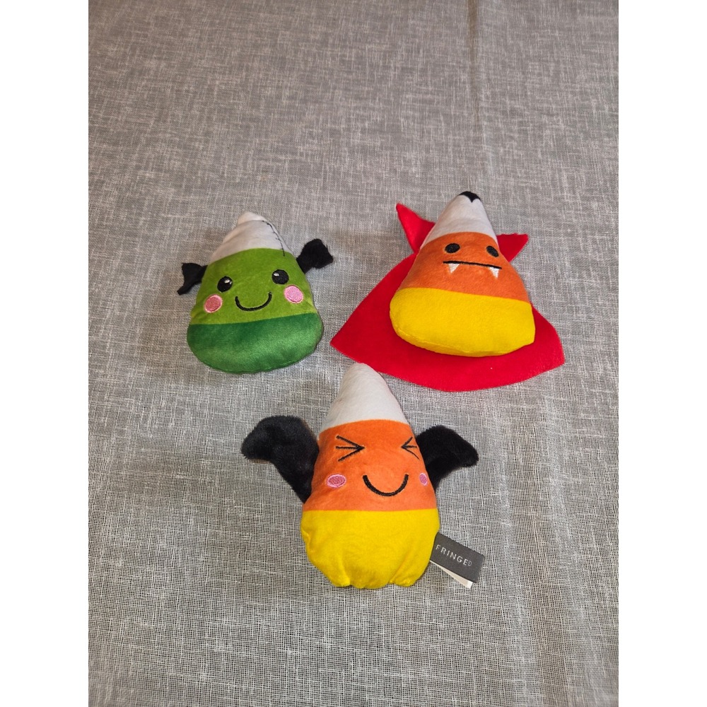 PetShop by Fringe Studio Halloween Candy Corn Cat Toy Set 3 Pack Plush Spooky